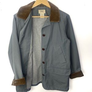 Vintage LL Bean Women’s Blue Canvas Adirondack Chore Coat Brown Corduroy Trim S